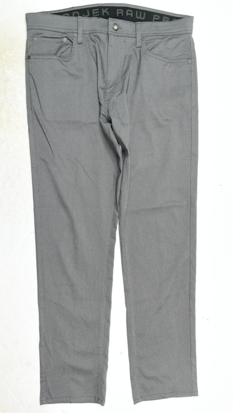 Projek Raw 5-Pocket Pants Mens 36 Gray Herringbone Classic Fit Stretch Comfort